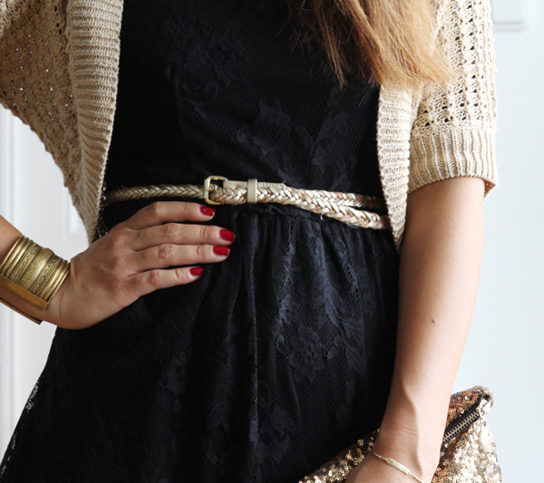 black lace & golden sequins
