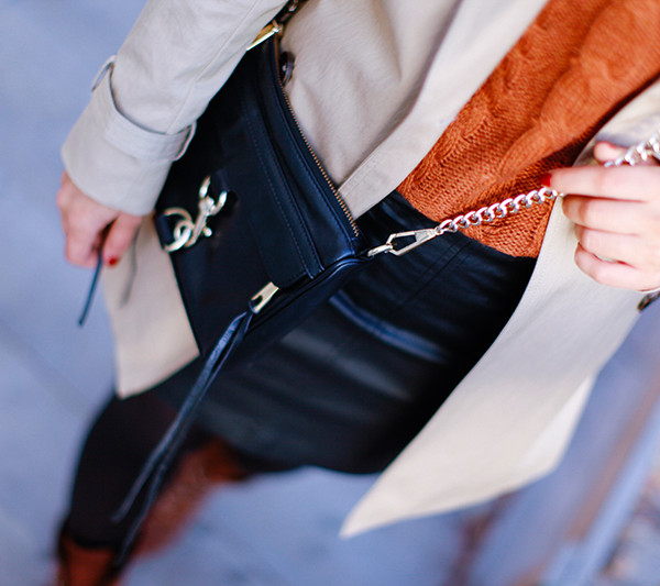 black faux leather skirt